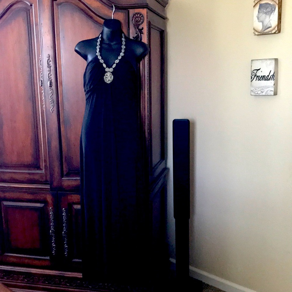 Halter Evening Gown Maxi Dress Beaded